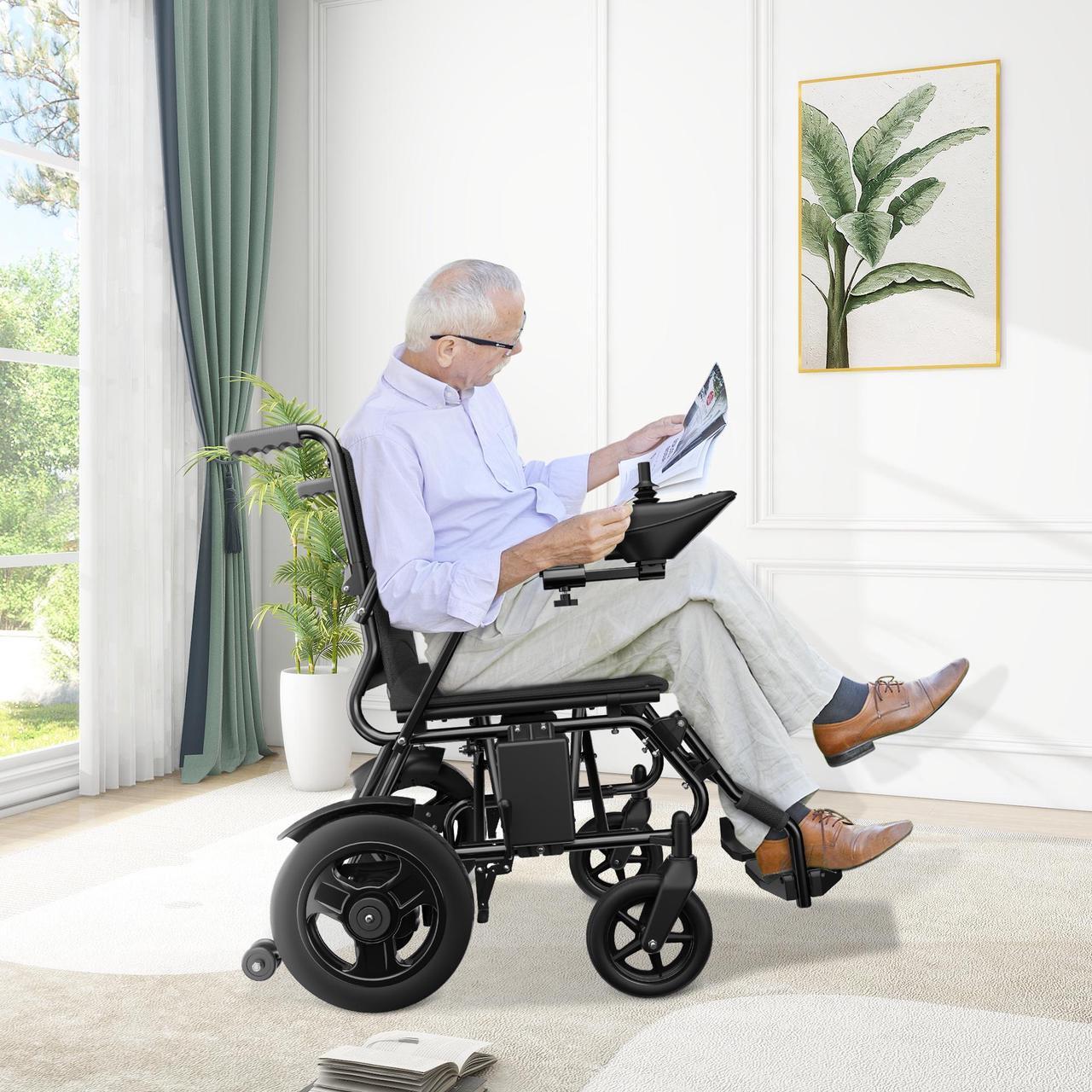 Alt view image 7 of 7 - KERDOM Foldable Electric Wheelchair for Adults with Extended Range, Designed for All Terrains, Smart Electric Wheelchair for the Elderly and Adults Black - 73 LBS