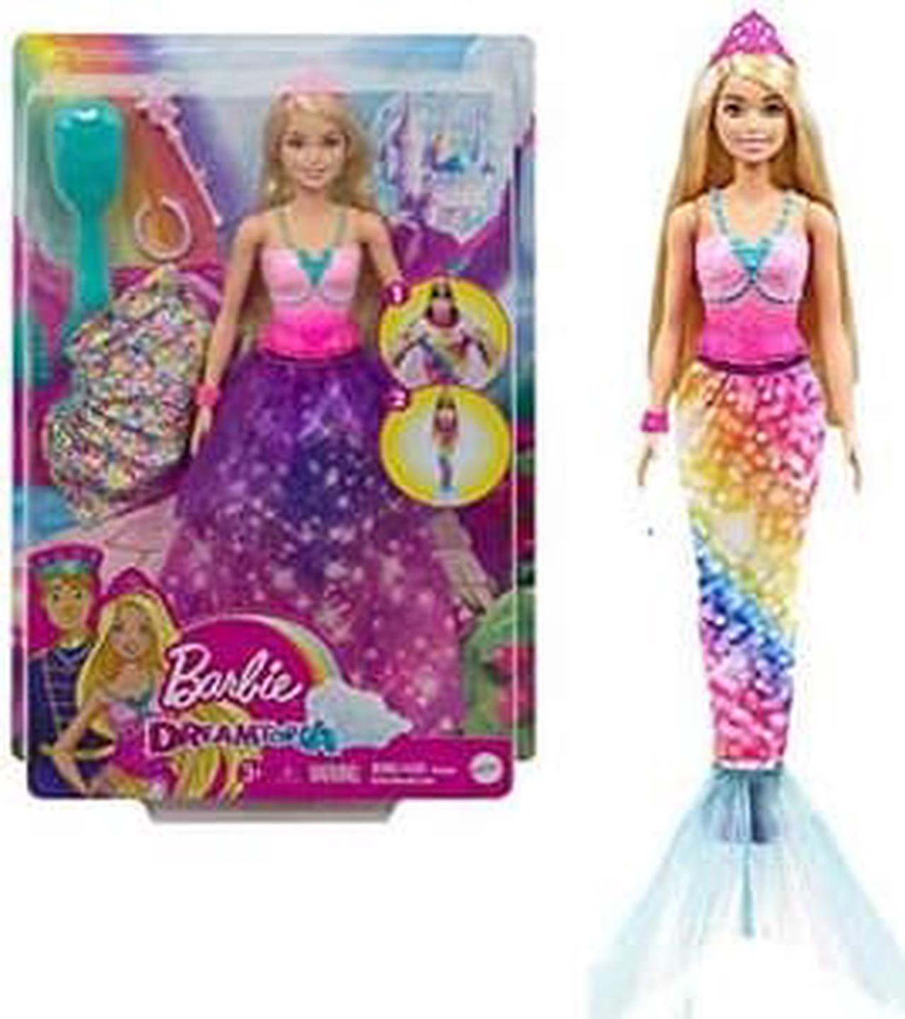 Alt view image 2 of 8 - Barbie Dreamtopia 2-in-1 Princess to Mermaid Fashion Transformation Doll (Blonde, 11.5-in) with 3 Looks and Accessories, for 3 to 7 Year Olds