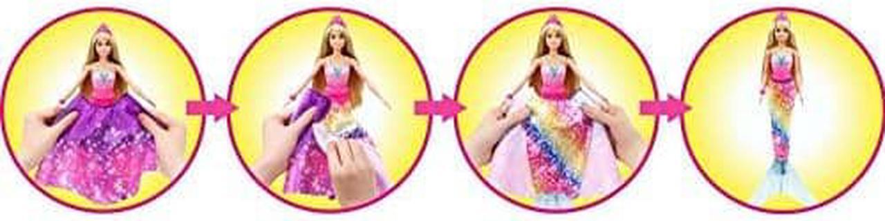 Alt view image 6 of 8 - Barbie Dreamtopia 2-in-1 Princess to Mermaid Fashion Transformation Doll (Blonde, 11.5-in) with 3 Looks and Accessories, for 3 to 7 Year Olds