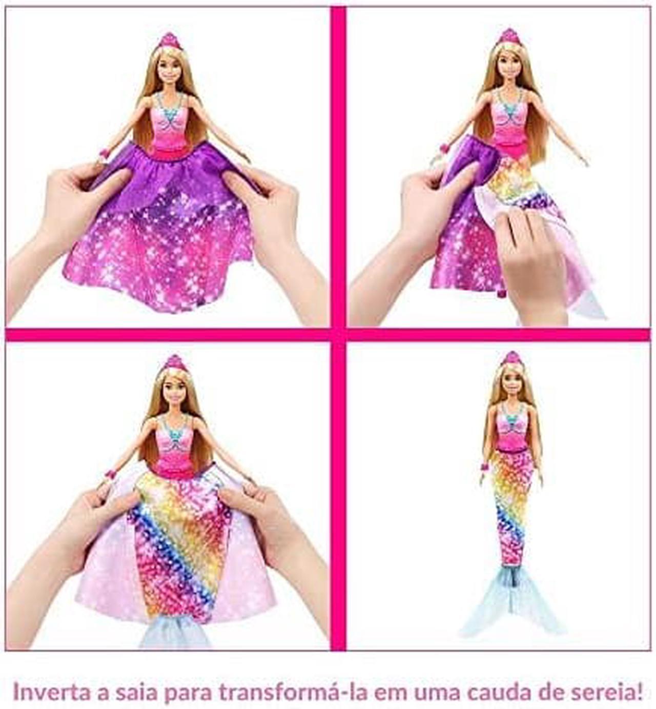 Alt view image 7 of 8 - Barbie Dreamtopia 2-in-1 Princess to Mermaid Fashion Transformation Doll (Blonde, 11.5-in) with 3 Looks and Accessories, for 3 to 7 Year Olds