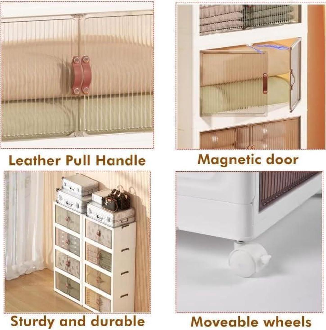 Alt view image 2 of 7 - 3 Pack Collapsible Storage Cabinet Box Organizers & Storage Containers w/ Wheels