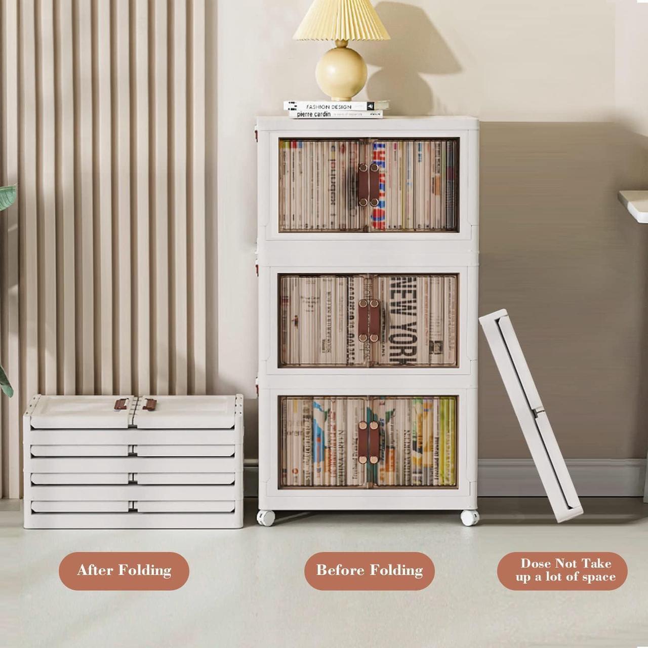 Alt view image 6 of 7 - 3 Pack Collapsible Storage Cabinet Box Organizers & Storage Containers w/ Wheels