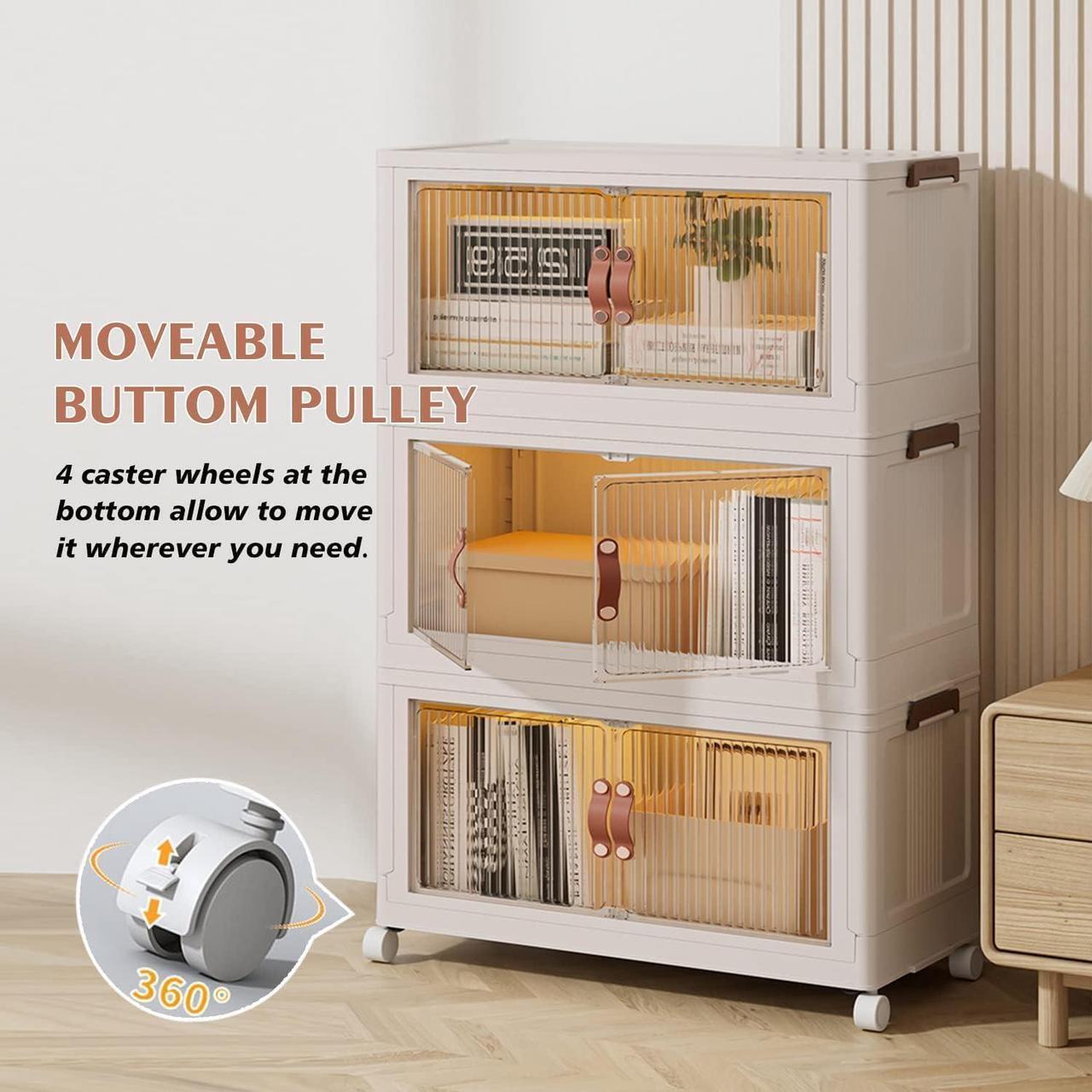 Alt view image 4 of 7 - 3 Pack Collapsible Storage Cabinet Box Organizers & Storage Containers w/ Wheels