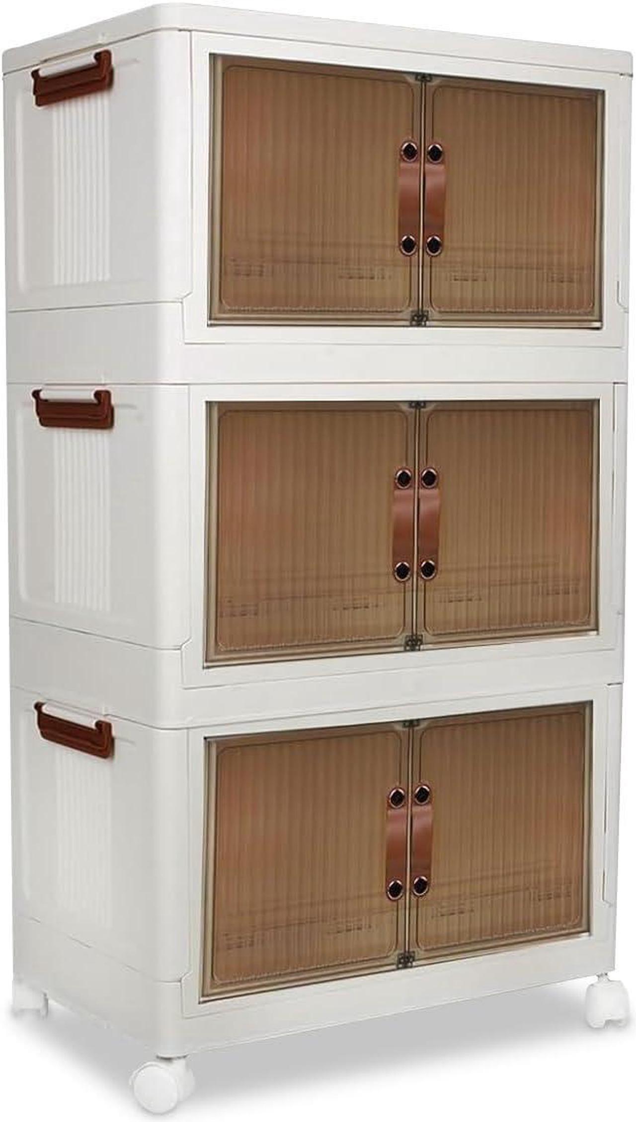 Main image of 3 Pack Collapsible Storage Cabinet Box Organizers & Storage Containers w/ Wheels