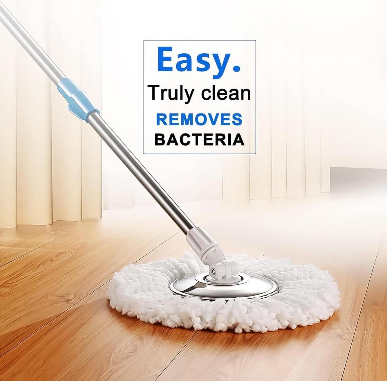 Alt view image 3 of 7 - H BOP Mop and Bucket with Wringer Set,360° Spin Mop and Bucket on Wheels and 3 Microfiber Mop Refills, Stainless Steel 61" Extended Handle Spinning Mop Bucket System for Floor Cleaning