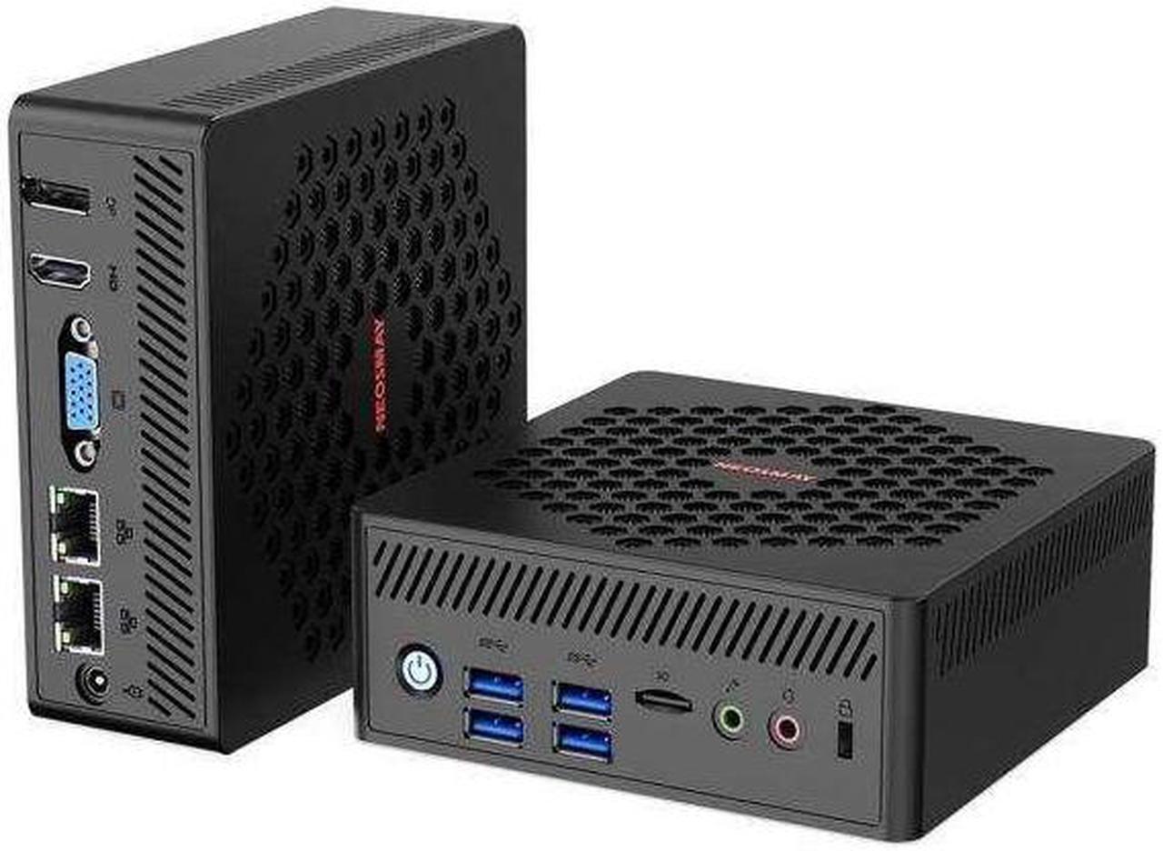 Main image of NEOSMAY Fanless Thin Client,PentiumN200 CPU(Upto 3.7GHz,TDP 6W),32GB DDR4 RAM 512GB NVME SSD,Dual Ethernet,Home/Office/Business,WiFi ax,BT5.2,4K Triple Display(VGA+HDMI+DP),Micro SD,USB3.2,VESA mounts