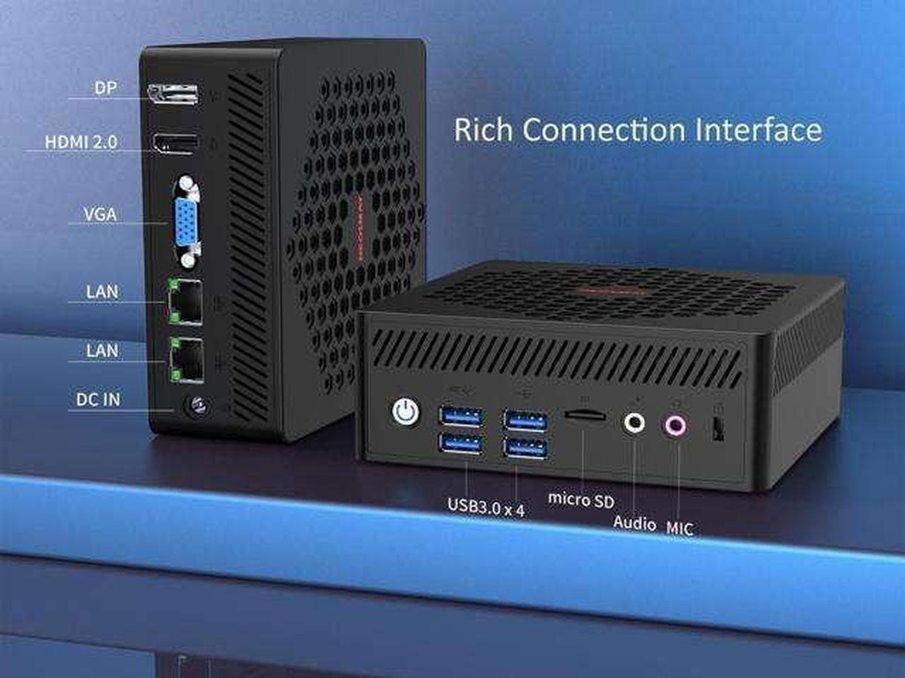 Alt view image 4 of 6 - NEOSMAY Fanless Thin Client,PentiumN200 CPU(Upto 3.7GHz,TDP 6W),32GB DDR4 RAM 512GB NVME SSD,Dual Ethernet,Home/Office/Business,WiFi ax,BT5.2,4K Triple Display(VGA+HDMI+DP),Micro SD,USB3.2,VESA mounts