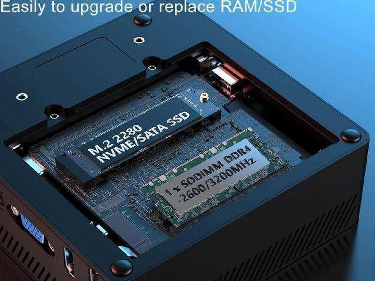 Alt view image 5 of 6 - NEOSMAY Fanless Thin Client,PentiumN200 CPU(Upto 3.7GHz,TDP 6W),32GB DDR4 RAM 512GB NVME SSD,Dual Ethernet,Home/Office/Business,WiFi ax,BT5.2,4K Triple Display(VGA+HDMI+DP),Micro SD,USB3.2,VESA mounts