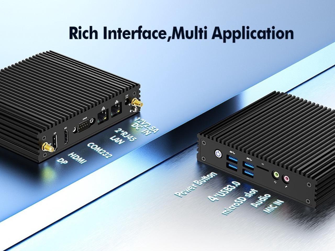 Alt view image 4 of 7 - NEOSMAY Fanless N100 Mini PC Pfsense Firewall Router Micro Appliance,for Intel 12th N100 Dual Gigabit Ethernet Desktop Tower Computer,16GB DDR4 RAM 512GB SATA SSD,Dual Display HD&DP, COM232, 4*USB3.0