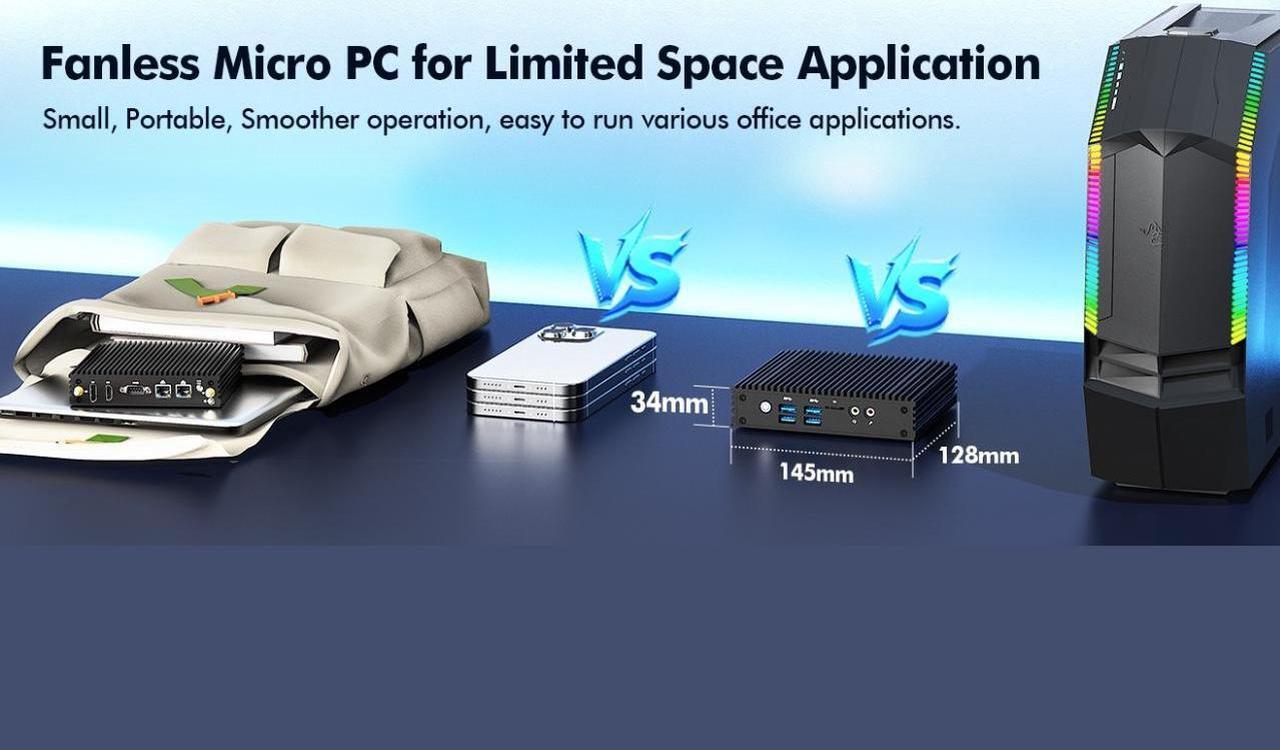 Alt view image 5 of 7 - NEOSMAY Fanless N100 Mini PC Pfsense Firewall Router Micro Appliance,for Intel 12th N100 Dual Gigabit Ethernet Desktop Tower Computer,16GB DDR4 RAM 512GB SATA SSD,Dual Display HD&DP, COM232, 4*USB3.0