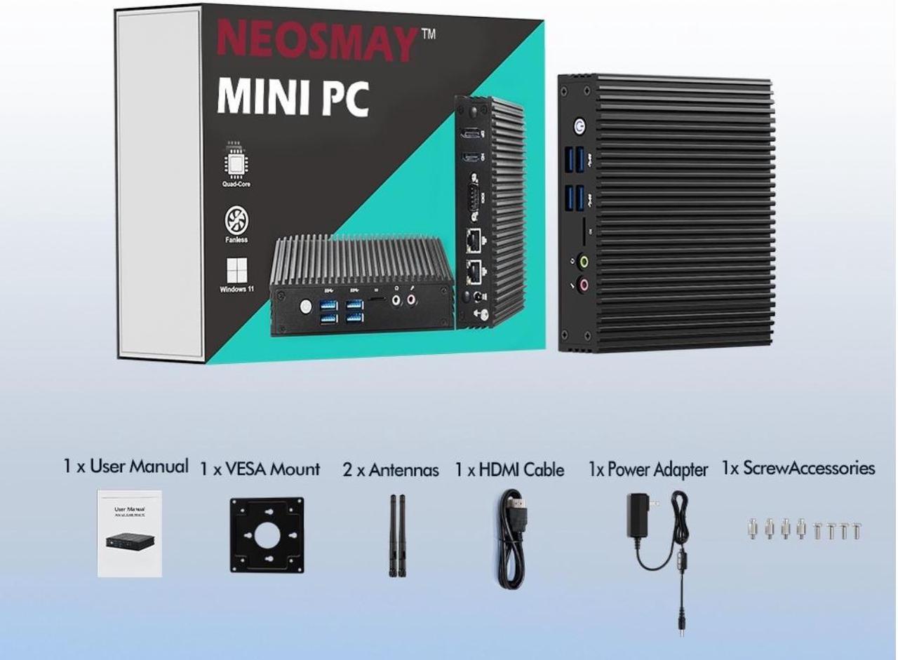 Alt view image 7 of 7 - NEOSMAY Fanless N100 Mini PC Pfsense Firewall Router Micro Appliance,for Intel 12th N100 Dual Gigabit Ethernet Desktop Tower Computer,16GB DDR4 RAM 512GB SATA SSD,Dual Display HD&DP, COM232, 4*USB3.0