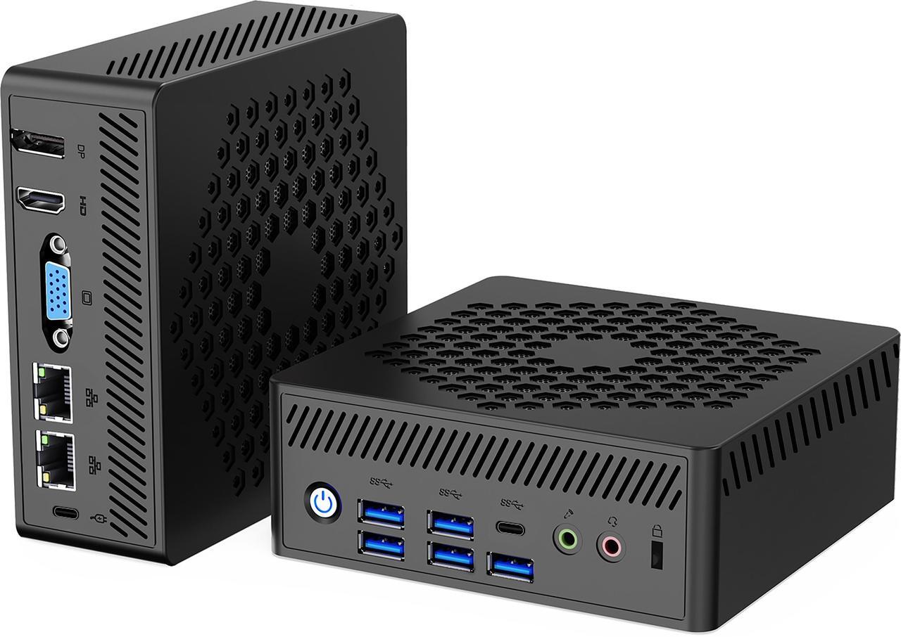 Main image of NEOSMAY Fanless Desktop pc With Type-C DC in(Support PD Function),Celeron N150 max 3.6GHz,16GB DDR4 RAM 512GB SSD,2 x1000mbps RJ45 LAN,WiFi 6,BT 5.2,DP+HD+VGA 4k Triple Display,Type-C,5xUSB3.2,MINI PC