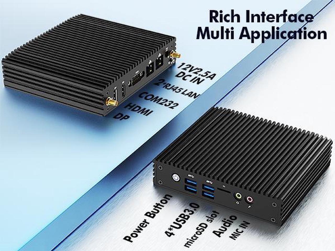 Alt view image 2 of 7 - NEOSMAY Fanless Mini PC Desktop Tower Computer Pfsense Firewall Router Micro Appliance,for Intel 12th N100 Dual Gigabit Ethernet,16GB DDR4 RAM 512GB SATA SSD,Dual Display HD&DP, COM232, 4*USB3.0