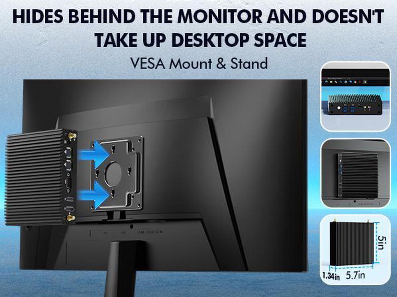 Alt view image 4 of 7 - NEOSMAY Fanless Mini PC Desktop Tower Computer Pfsense Firewall Router Micro Appliance,for Intel 12th N100 Dual Gigabit Ethernet,16GB DDR4 RAM 512GB SATA SSD,Dual Display HD&DP, COM232, 4*USB3.0