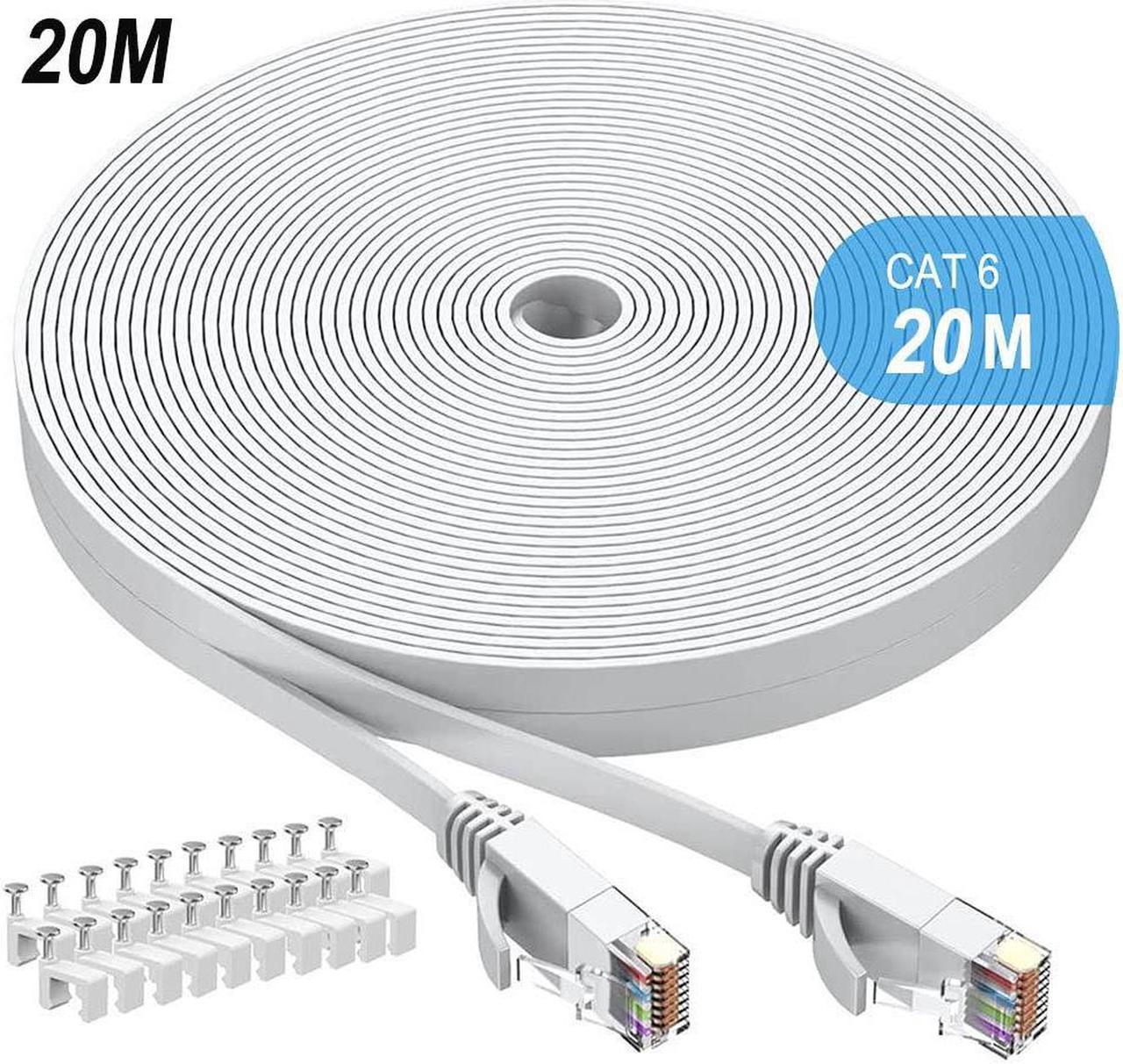 Apiemo 20m Cat6 Ethernet Cable, Long Internet Cables High-Speed Patch Cord 1Gbps for 250Mhz/s UTP  Suitable for Console,  Router, Modem, Patch Panel, Switch, Router, Modem, Patch Panel