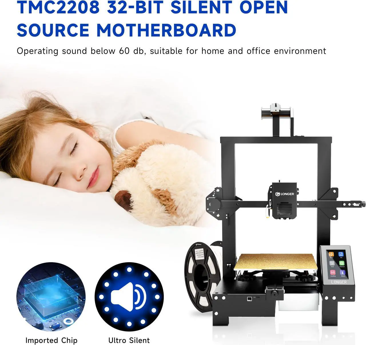 Alt view image 4 of 7 - Longer LK4 X 3D Printer with 3D Touch Auto-Levelling 95% Pre-Assembled Silent Open Source Motherboard, Dual Blower Kit, PEI Bed Plate, Printing Size 8.7x8.7x9.8 inch for DIY Home School Printing