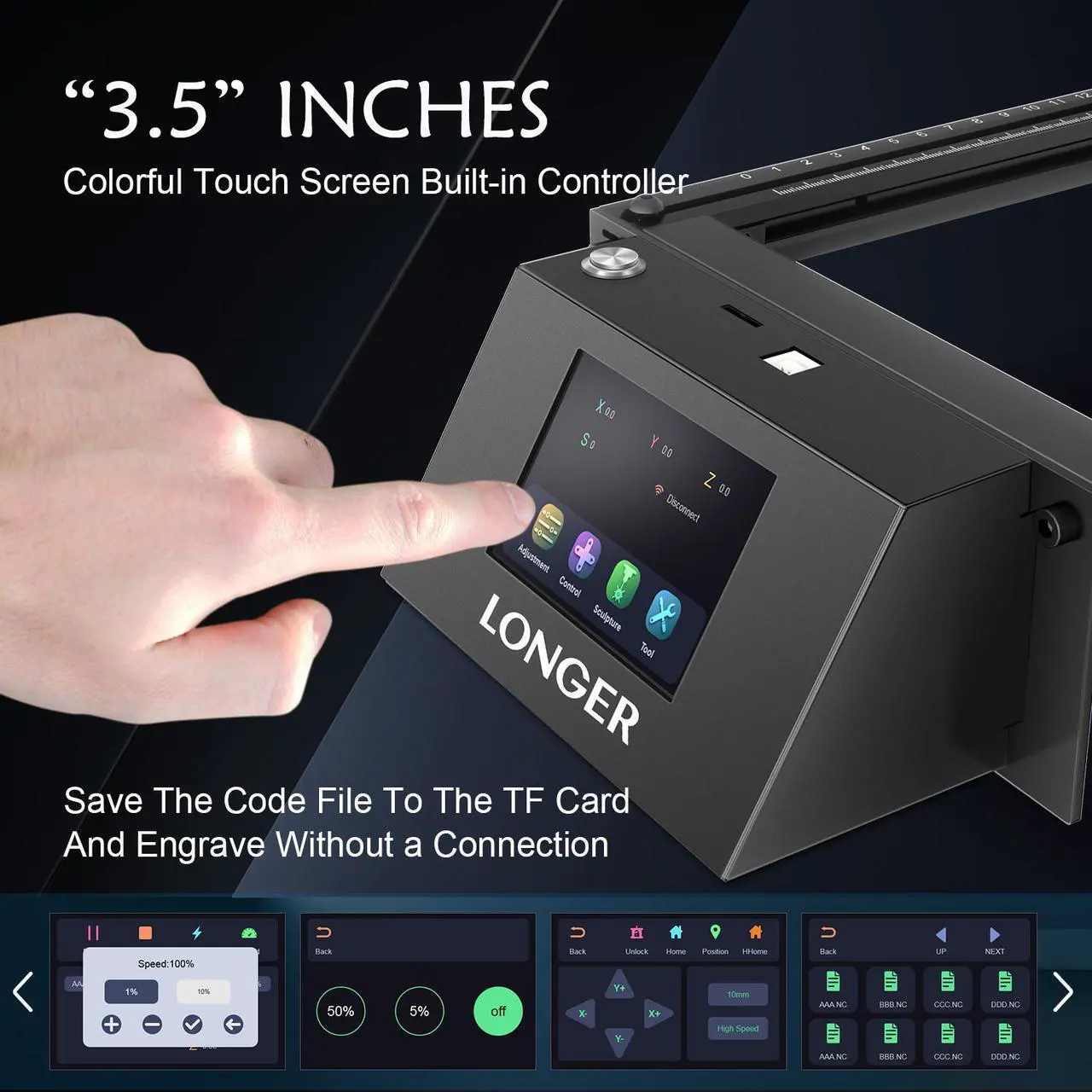 Alt view image 7 of 7 - REFURBI Longer RAY5 Laser Engraver 130W, Higher Accuracy Laser Engraver 20W Output Power, 3.5"Touch Screen APP Offline Control, DIY Engraver Tool for Metal/Glass/Wood, Cutting Area 14.7"x14.7"