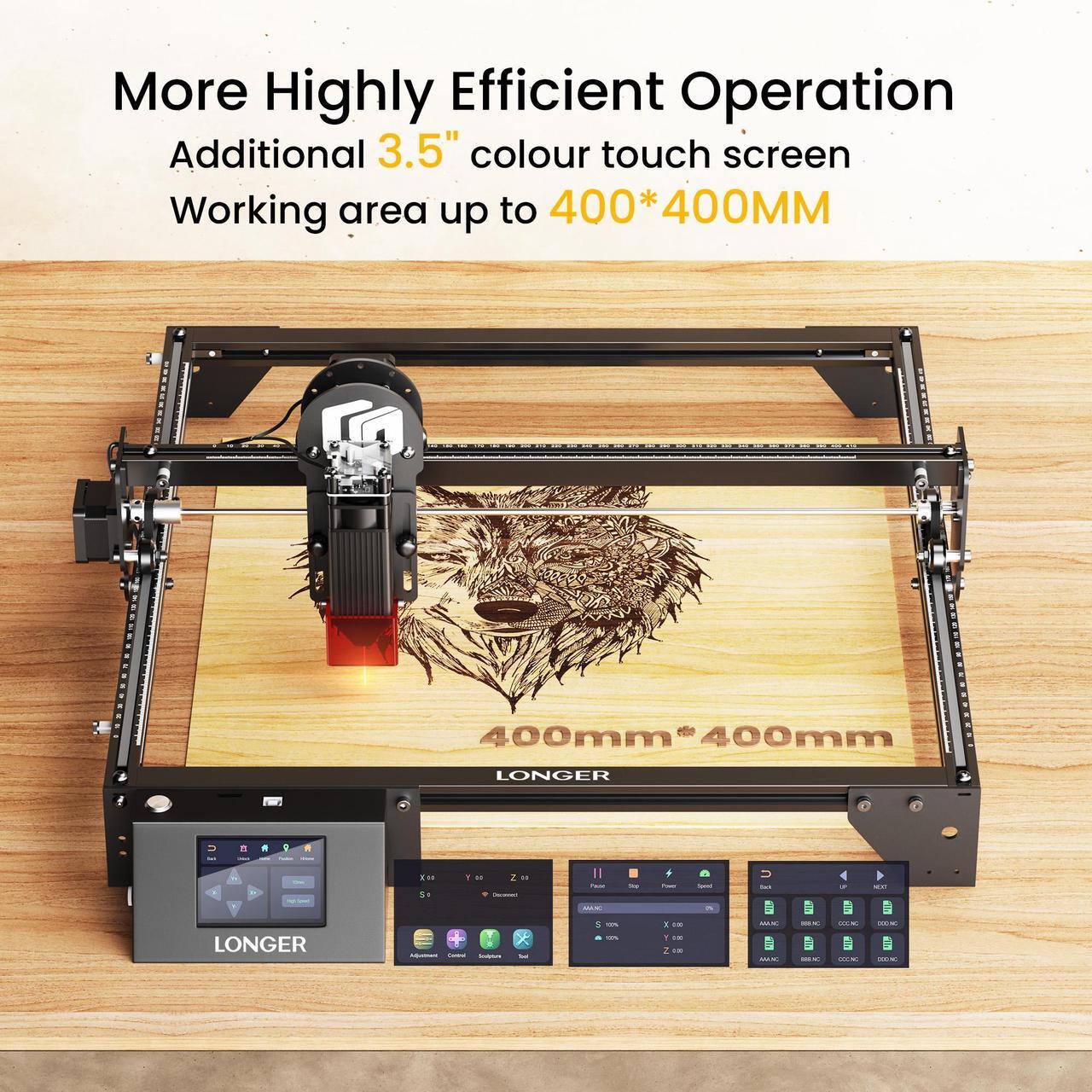 Alt view image 6 of 7 - LONGER RAY5 Laser Engraver,  5W Laser Engraving Cutting Machine for Metal and Wood, 3.5-inch Color Touch Screen, Offline Engraving/Cutting