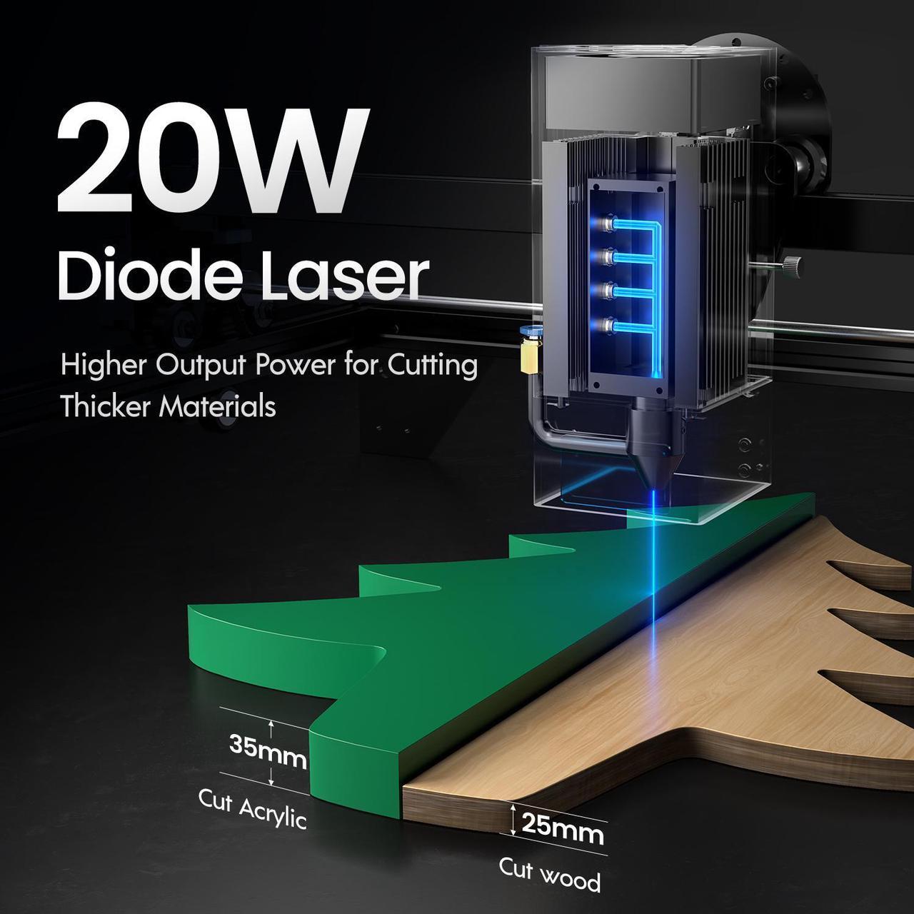 Alt view image 2 of 7 - REFURBI Longer RAY5 Upgraded 20W Laser Engraver Machine, Exclusive 3.5" Touch Screen for DIY, Cutting Tool for Metal Coloring, Acrylic, Wood, Glass, Leather.
