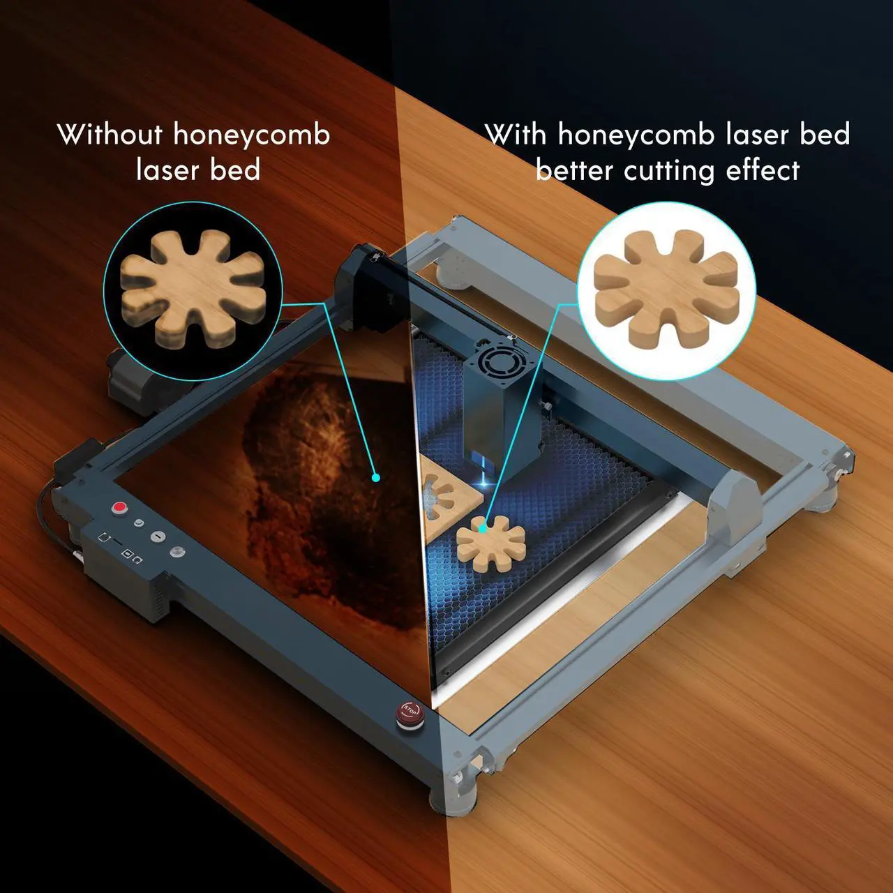 Alt view image 6 of 7 - Longer Honeycomb Working Table Kit  Perfect for Engravers, Provides Quick Heat Dissipation and Desktop Protection, Compatible with Most Laser Engraving Machines, 17.32" x 17.32"