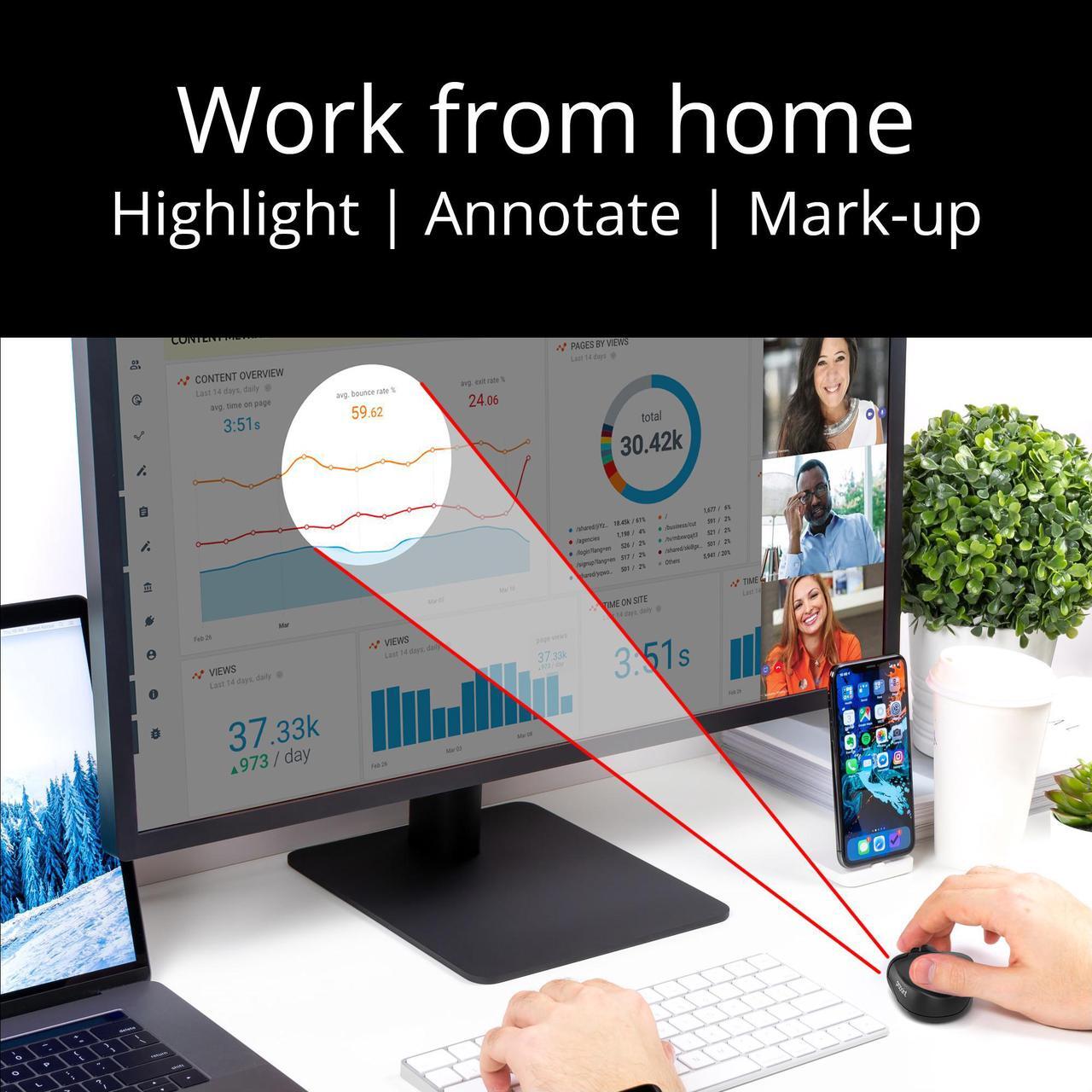 Alt view image 3 of 7 - Swiftpoint ProPoint Wireless Ergonomic Mouse & Presentation Clicker with Health Software, Vertical Pen Grip, Virtual Laser Pointer & Spotlight, Compatible with iPad & includes iOS App, black/gray