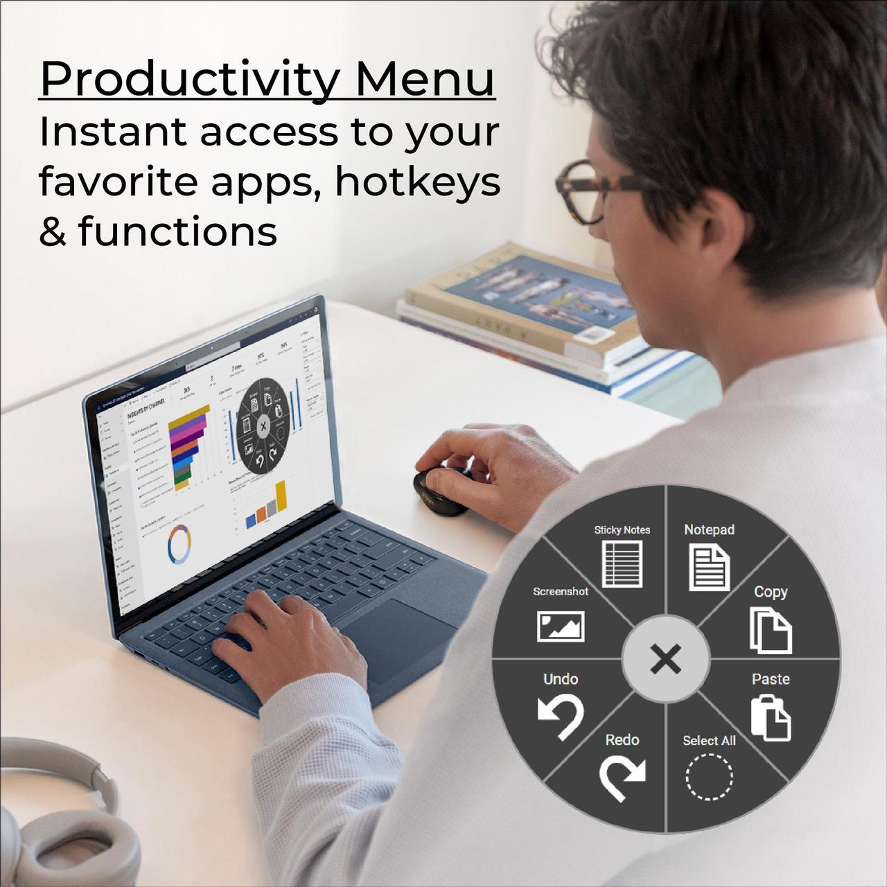 Alt view image 6 of 7 - Swiftpoint ProPoint Wireless Ergonomic Mouse & Presentation Clicker with Health Software, Vertical Pen Grip, Virtual Laser Pointer & Spotlight, Compatible with iPad & includes iOS App, black/gray