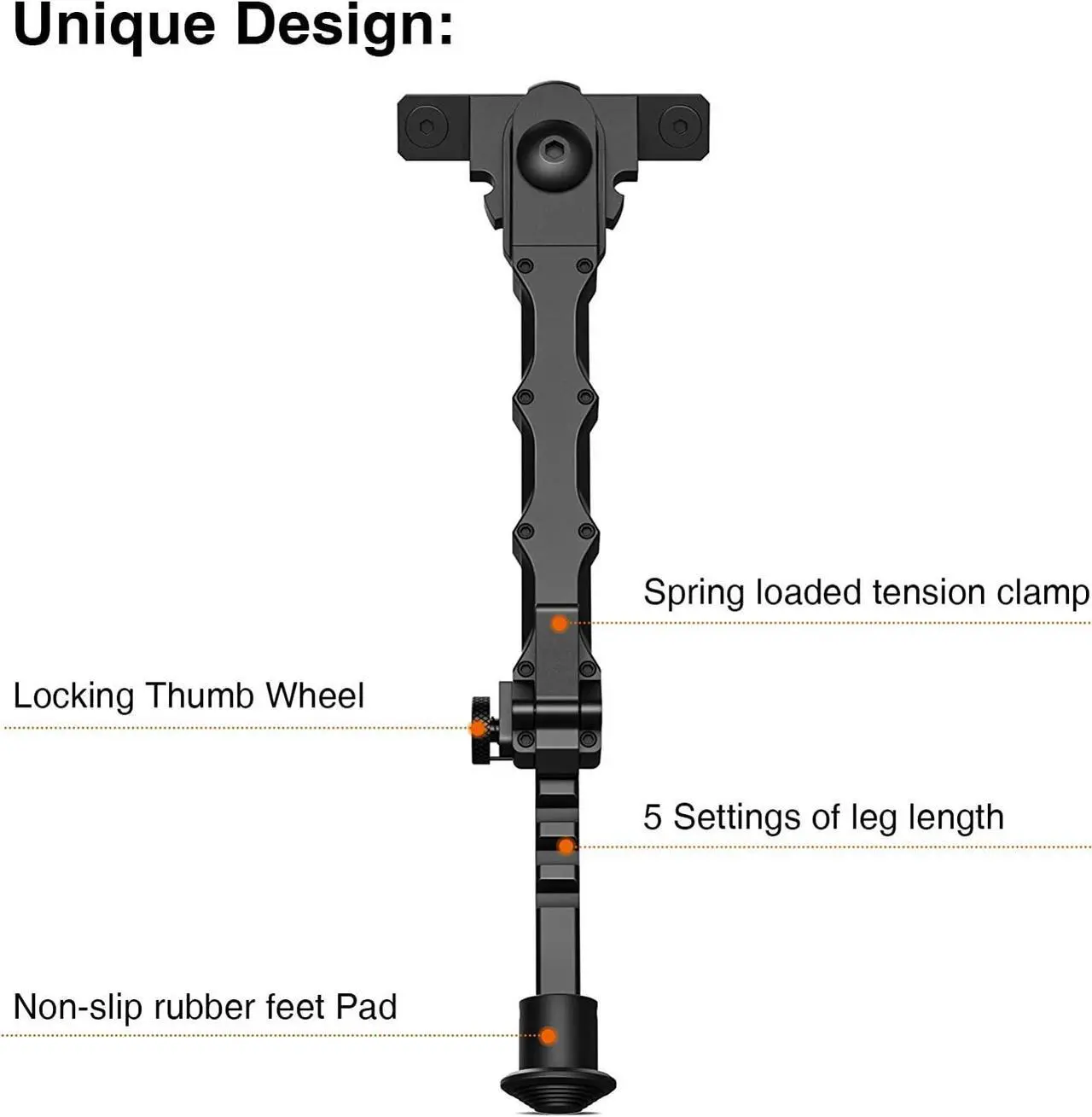Alt view image 3 of 6 - 7.5-9 Inches Rifle Bipod Adjustable Compatible with M-Rail Bipod for Rifle for Outdoor, Range, Hunting and Shooting Bipod for M-Rails