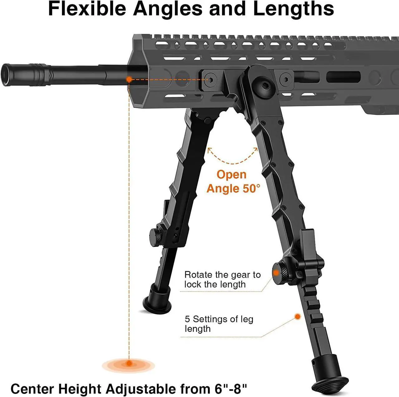Alt view image 2 of 6 - 7.5-9 Inches Rifle Bipod Adjustable Compatible with M-Rail Bipod for Rifle for Outdoor, Range, Hunting and Shooting Bipod for M-Rails
