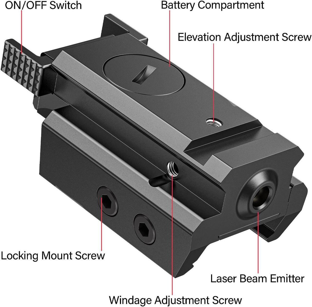 Alt view image 2 of 7 - Red/Green Dot Laser Sight Tactical 20mm Standard Picatinny Weaver Rail for Pistol Handgun Gun Rifle
