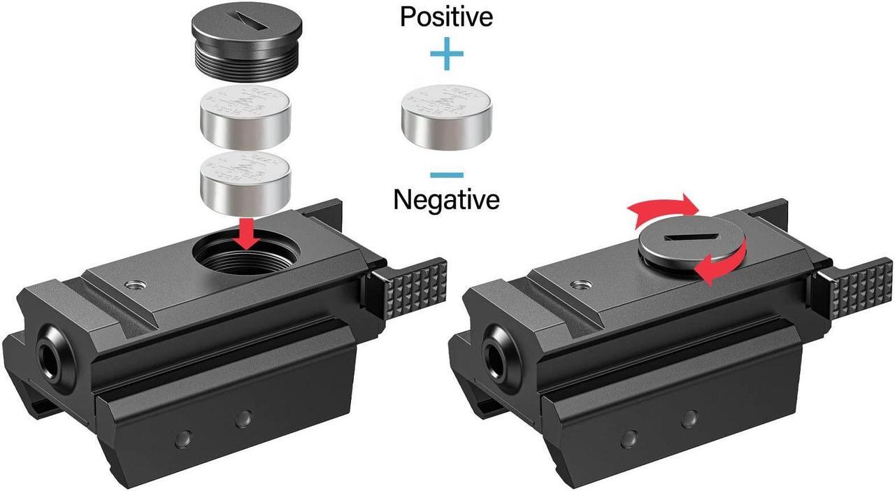 Alt view image 3 of 7 - Red/Green Dot Laser Sight Tactical 20mm Standard Picatinny Weaver Rail for Pistol Handgun Gun Rifle