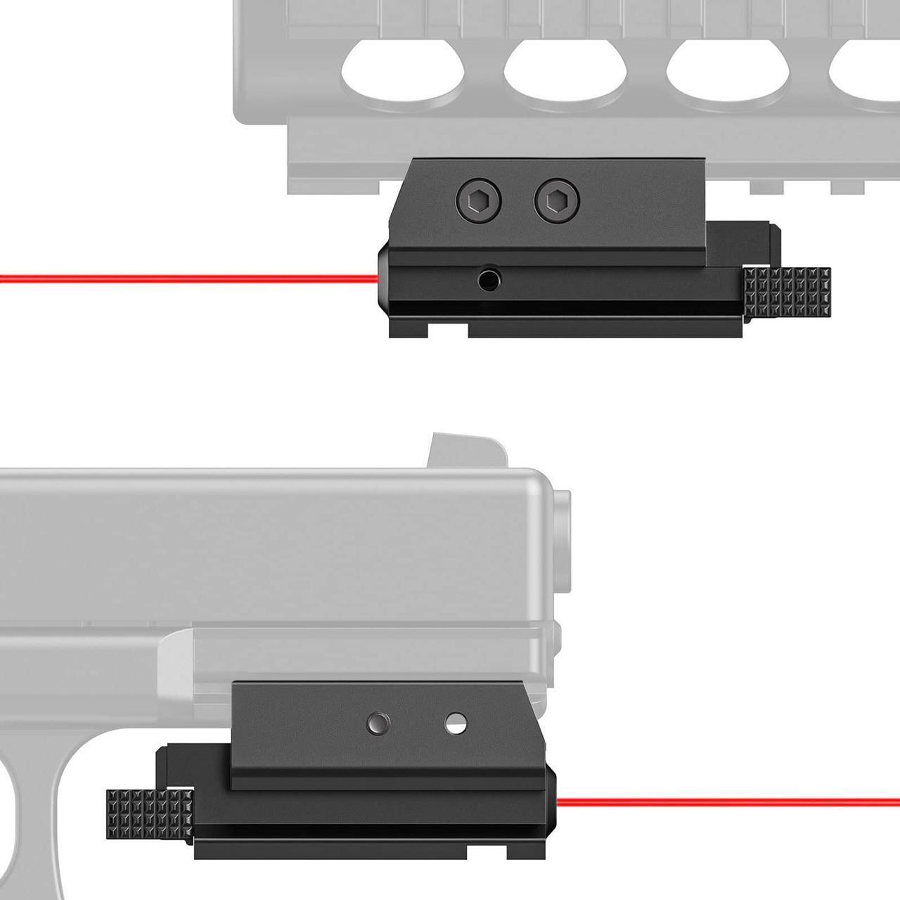 Alt view image 7 of 7 - Red/Green Dot Laser Sight Tactical 20mm Standard Picatinny Weaver Rail for Pistol Handgun Gun Rifle
