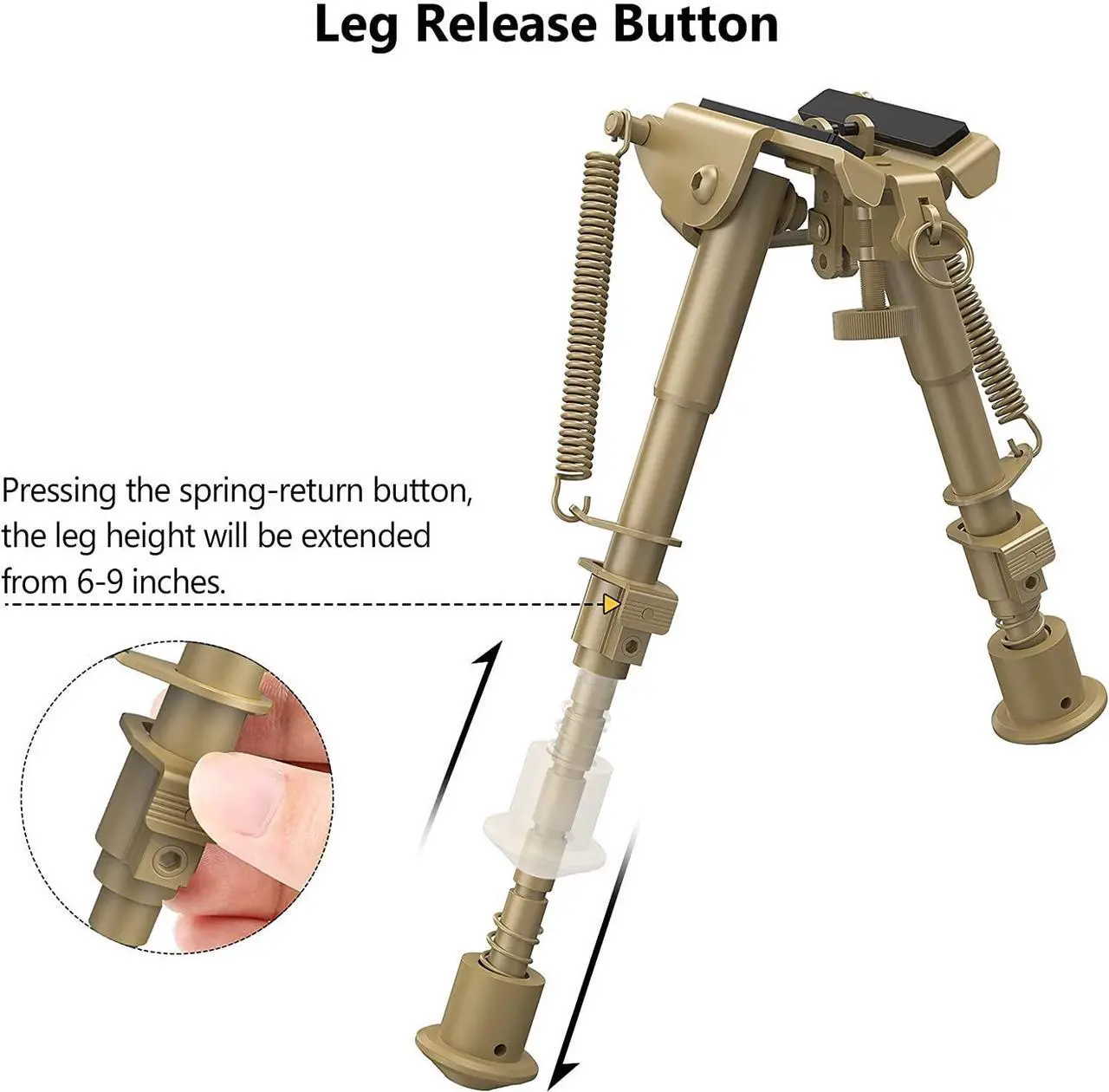 Alt view image 4 of 7 - CVLIFE 6-9 Inches Bipod Picatinny Bipod with Adapter Flat Dark Earth