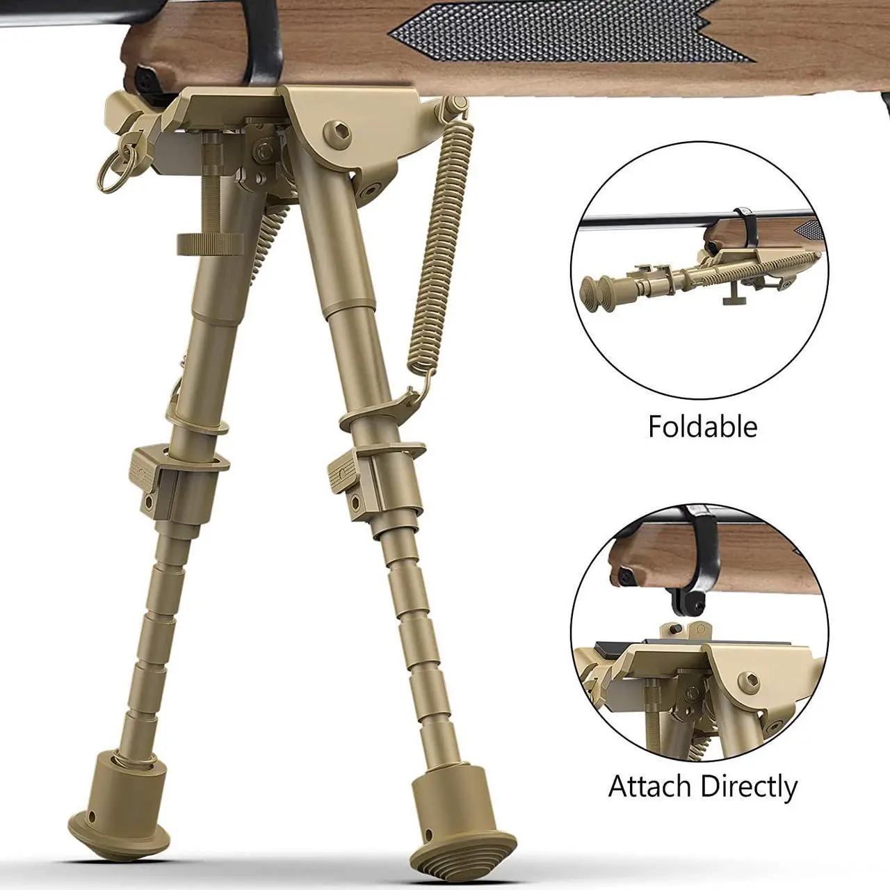 Alt view image 7 of 7 - CVLIFE 6-9 Inches Bipod Picatinny Bipod with Adapter Flat Dark Earth