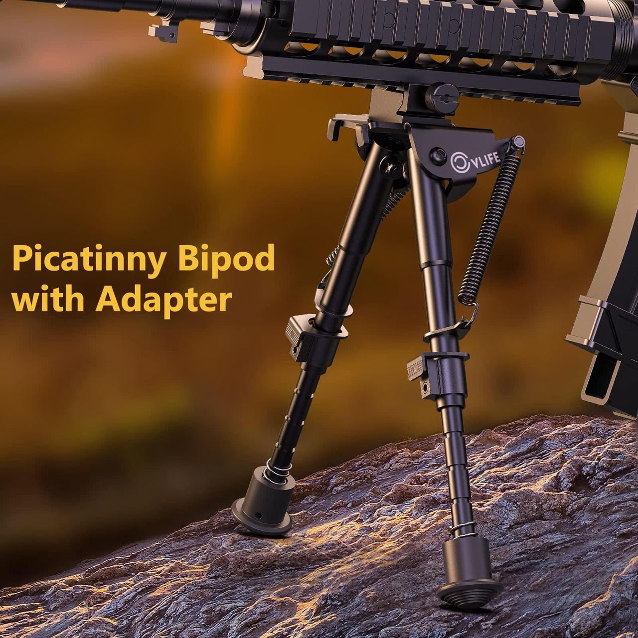 Alt view image 6 of 6 - CVLIFE Tactical Bipod 6 to 9 inches Rifle Bipod with Barrel Clamp Adapter & Picatinny Rail Mount for Hunting and Shooting