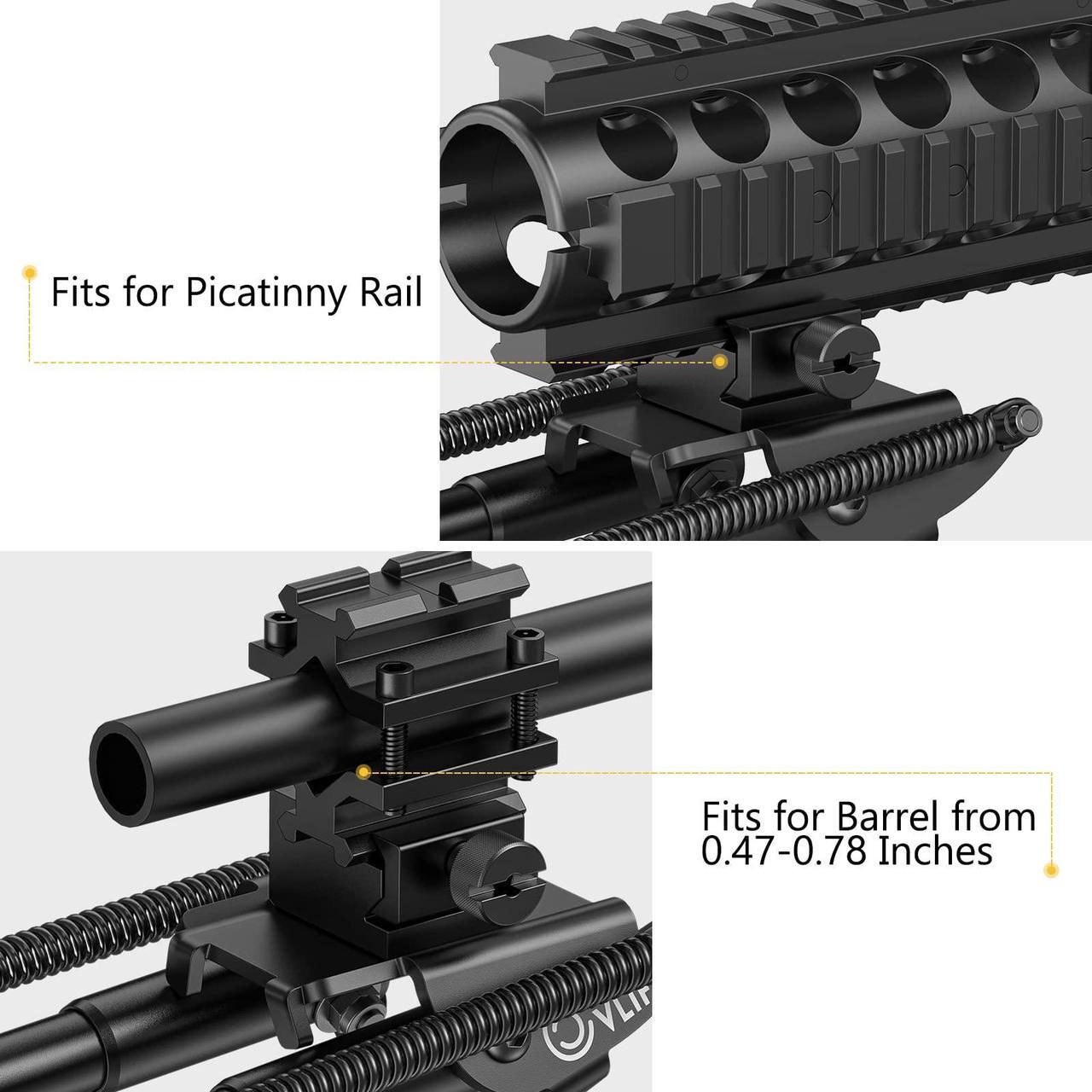 Alt view image 2 of 6 - CVLIFE Tactical Bipod 6 to 9 inches Rifle Bipod with Barrel Clamp Adapter & Picatinny Rail Mount for Hunting and Shooting
