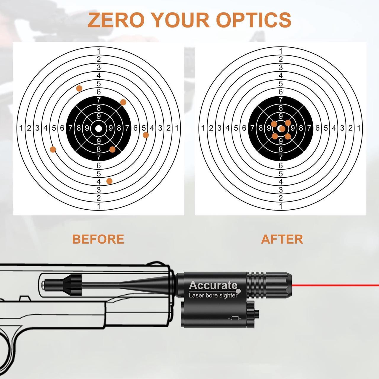 Alt view image 6 of 7 - Bore Sight Kit Red or Green Laser Boresighter for 0.17 to 0.54 Caliber for Hunting or Shooting