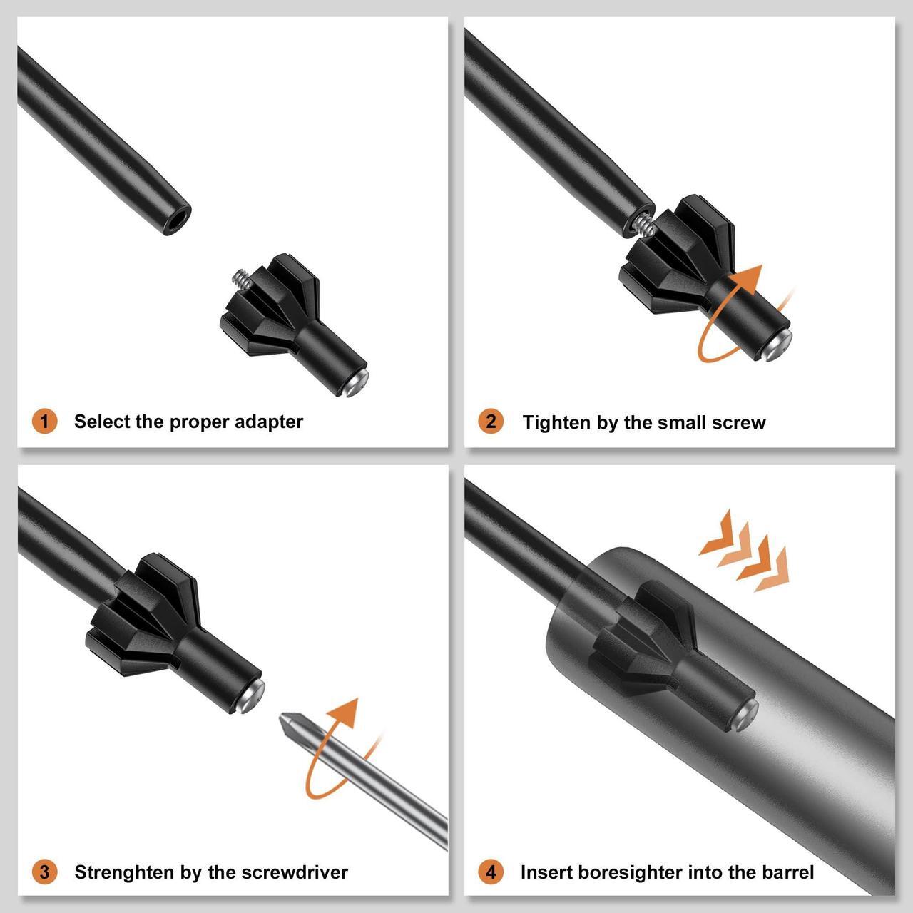 Alt view image 5 of 7 - Bore Sight Kit Red or Green Laser Boresighter for 0.17 to 0.54 Caliber for Hunting or Shooting