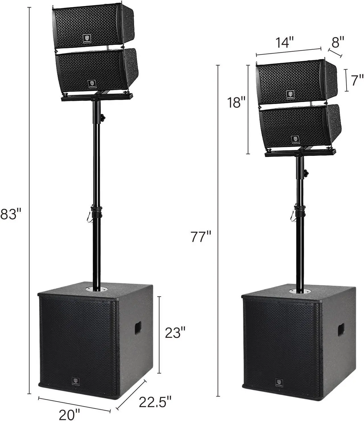 Alt view image 3 of 5 - PRORECK Club 6000 15-inch 6000W P.M.P.O Stereo PA Speaker System Combo Set 4 Line Array Speakers, 2 15-inch Subwoofers with Bluetooth/USB Read/SD Card/Remote Control, for Party DJ Wedding Meeting