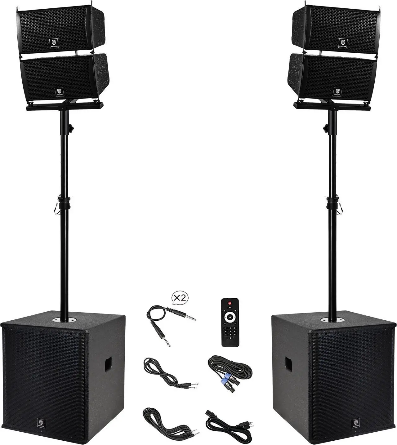 Main image of PRORECK Club 6000 15-inch 6000W P.M.P.O Stereo PA Speaker System Combo Set 4 Line Array Speakers, 2 15-inch Subwoofers with Bluetooth/USB Read/SD Card/Remote Control, for Party DJ Wedding Meeting