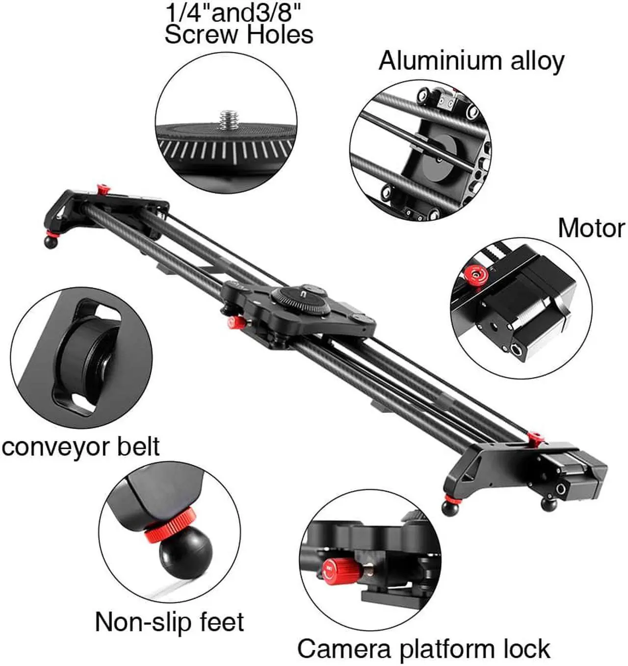 Alt view image 2 of 7 - GVM Motorized Camera Slider, 48"/120CM Carbon Fiber Camera Slider with Time-Lapse Photography, Automatic Round Trip, Tracking Shooting and 120 Degree Panoramic Shooting, with Remote Controller