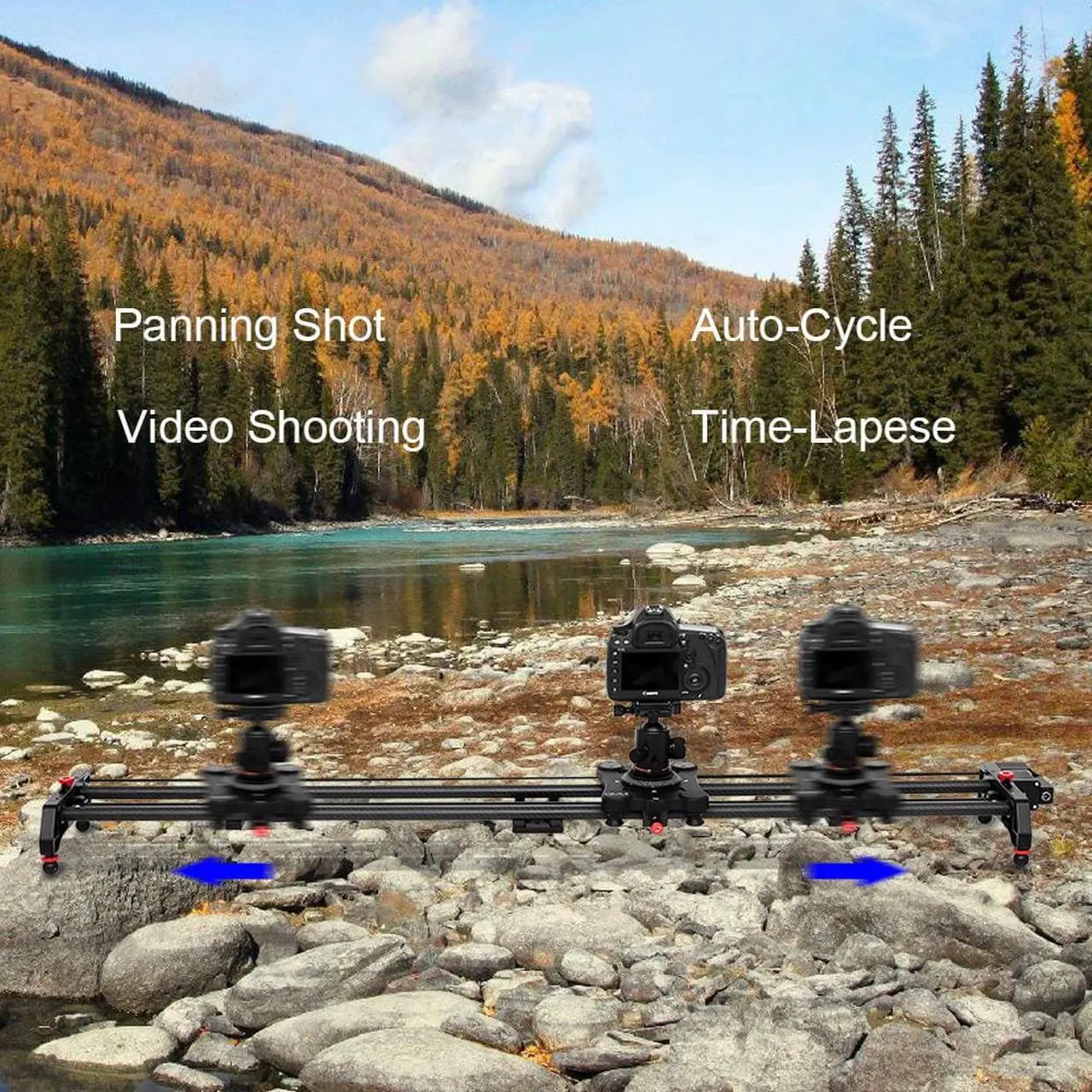 Alt view image 3 of 7 - GVM Motorized Camera Slider, 48"/120CM Carbon Fiber Camera Slider with Time-Lapse Photography, Automatic Round Trip, Tracking Shooting and 120 Degree Panoramic Shooting, with Remote Controller