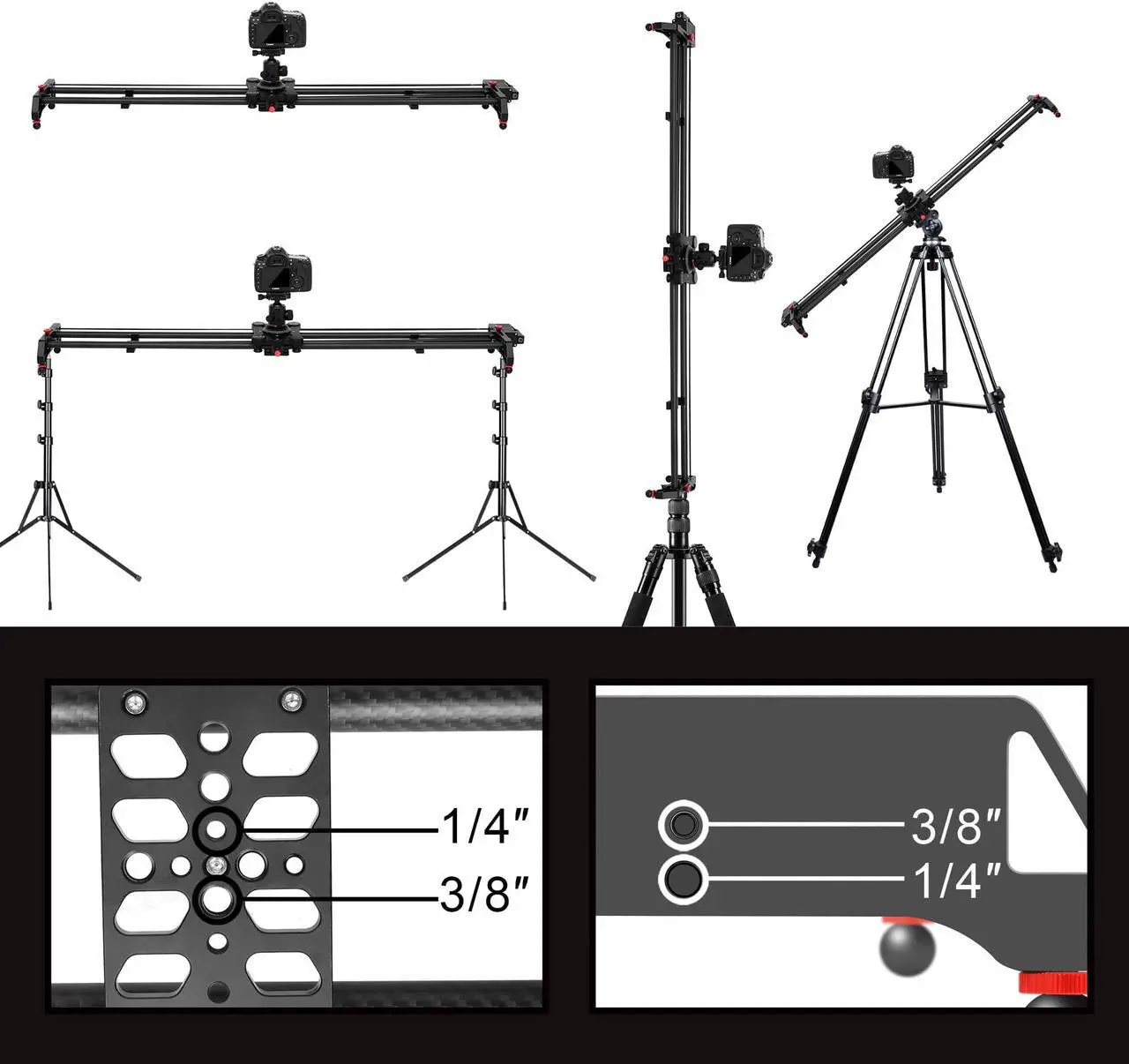 Alt view image 5 of 7 - GVM Motorized Camera Slider, 48"/120CM Carbon Fiber Camera Slider with Time-Lapse Photography, Automatic Round Trip, Tracking Shooting and 120 Degree Panoramic Shooting, with Remote Controller