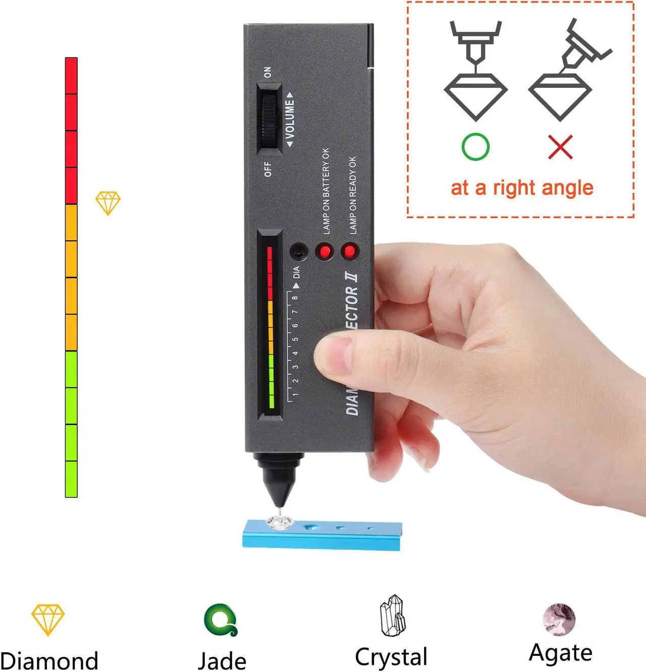 Alt view image 2 of 6 - MIUONO Diamond Tester, Professional Diamond Gem Tester Pen with 10x Magnifier and Tweezers for Novice and Expert (Battery Included)
