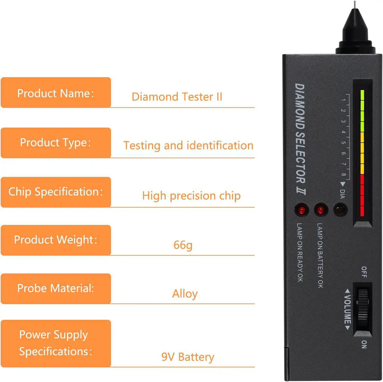 Alt view image 6 of 6 - MIUONO Diamond Tester, Professional Diamond Gem Tester Pen with 10x Magnifier and Tweezers for Novice and Expert (Battery Included)