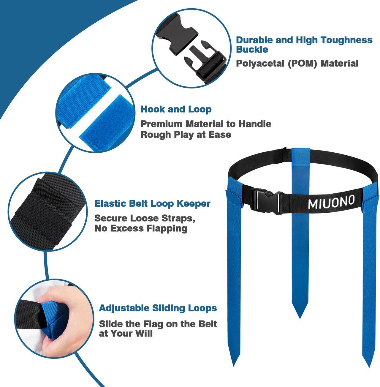 Alt view image 3 of 7 - MIUONO Flag Football Belts for Youth Adult and Kids, Triple Flag Football Set, 10 players