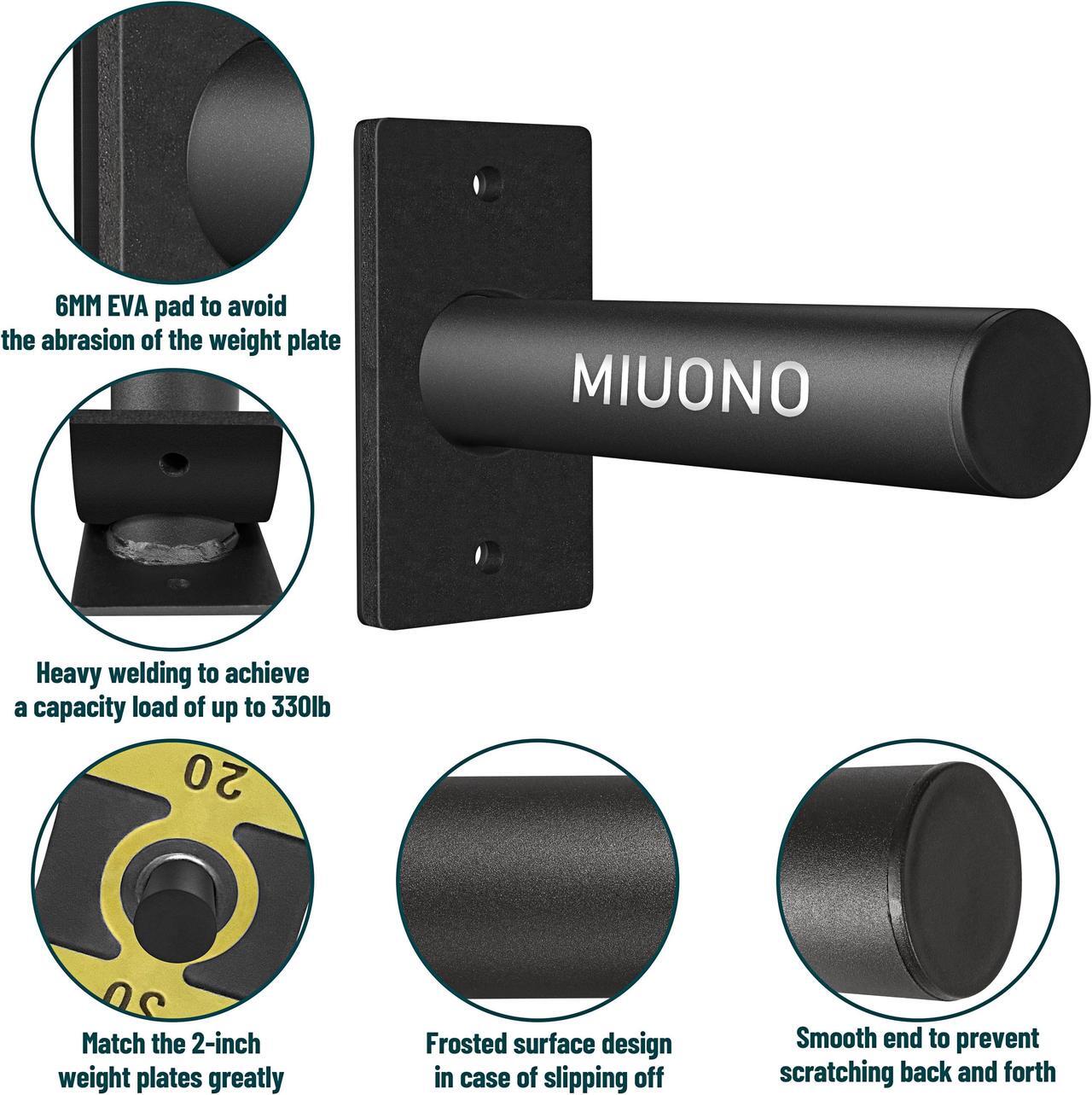 Alt view image 5 of 7 - MIUONO Weight Plate Holder, Wall Mounted Weight Rack Storage for 2" Olympic Weight Plate, 4 Pack Home Gym Organizer