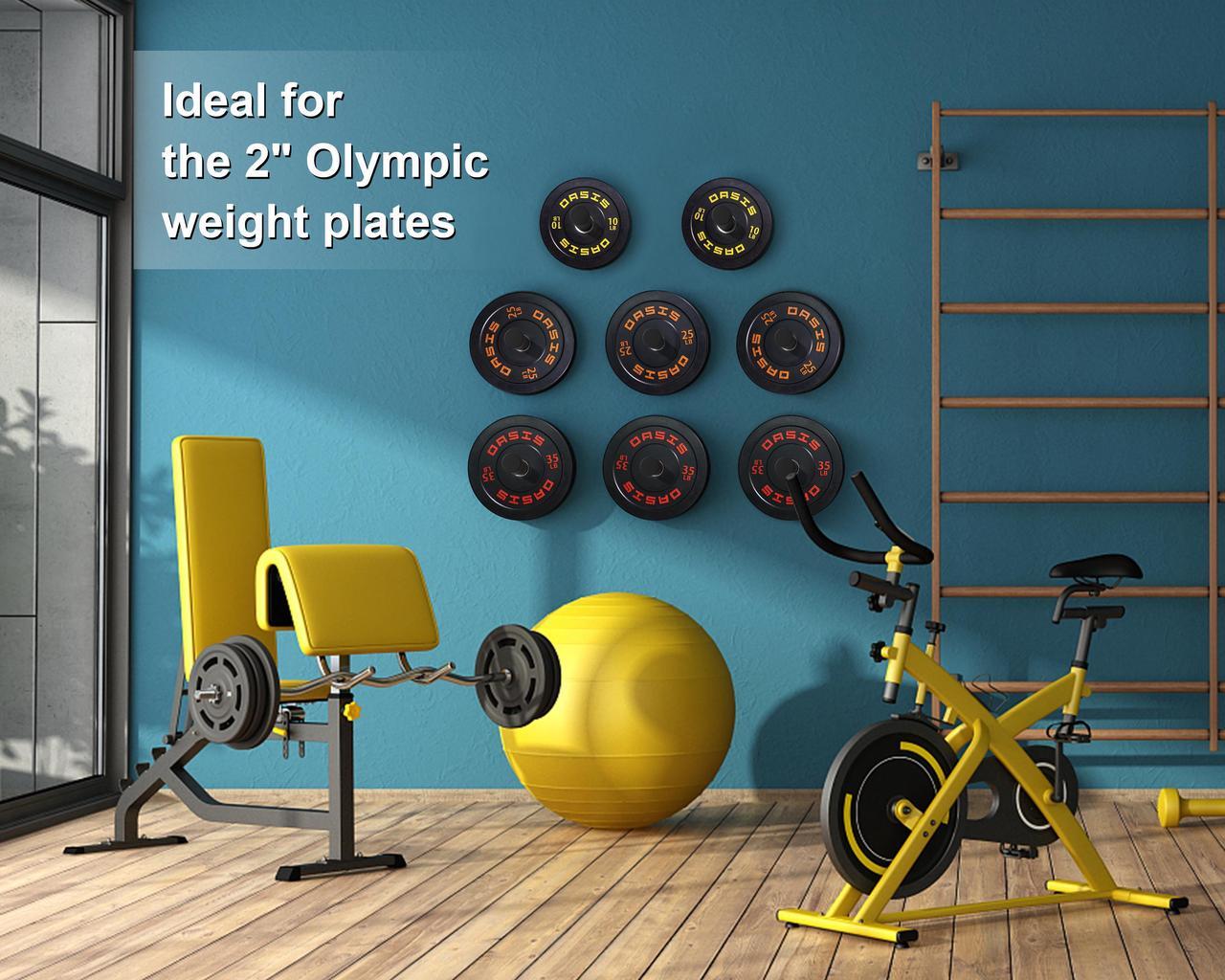 Alt view image 3 of 7 - MIUONO Weight Plate Holder, Wall Mounted Weight Rack Storage for 2" Olympic Weight Plate, 4 Pack Home Gym Organizer