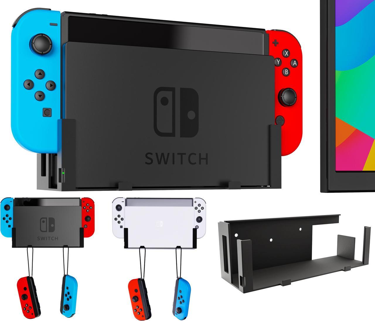 Funturbo Wall Mount for Nintendo Switch, Wall Mount Kit Switch Mounting Bracket Compatible with Nintendo Switch OLED and Original 2-in-1