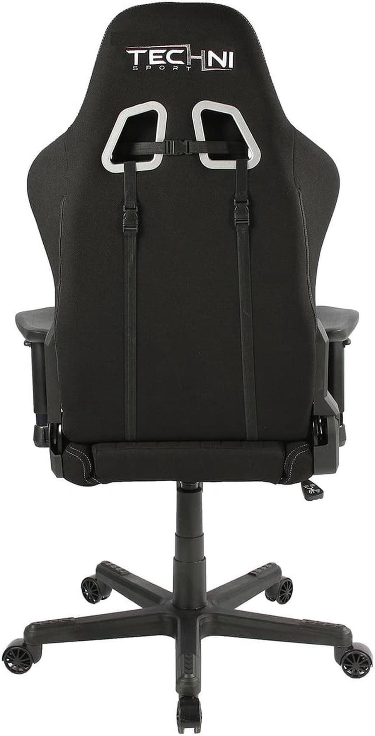 Alt view image 14 of 20 - Gaming Chair - Techni Sport TS-F44 - BLACK Fabric Ergonomic High Back Racer Style PC / Console Video Gaming / Study