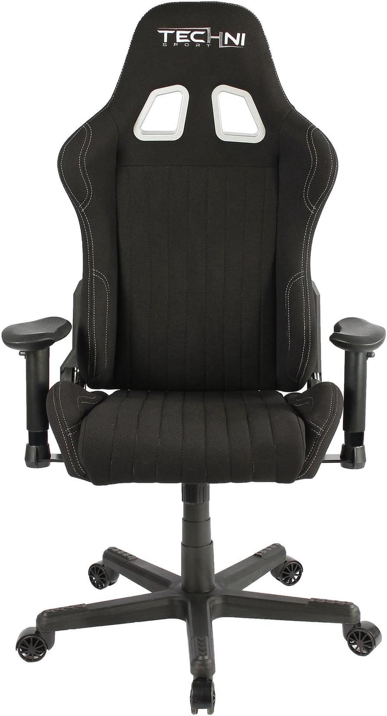 Alt view image 15 of 20 - Gaming Chair - Techni Sport TS-F44 - BLACK Fabric Ergonomic High Back Racer Style PC / Console Video Gaming / Study